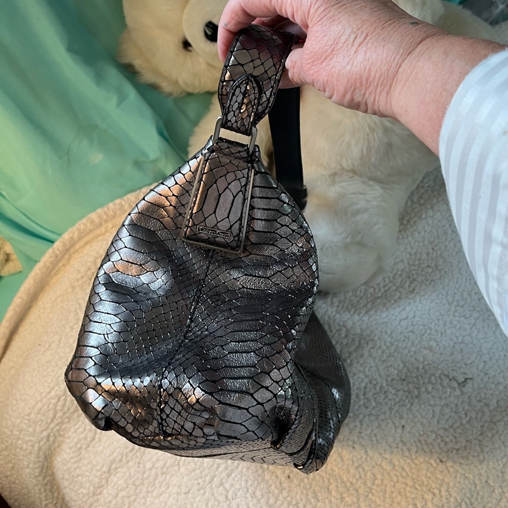 Calvin Klein Vintage Bronze Snakeskin Shoulder Bag